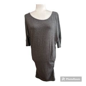 Zenana Outfitters Roundneck 3/4 Sleeve Cinched Sides Sweater Dress Gray Sz S